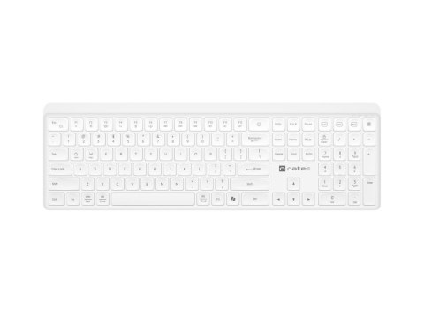 Natec Klawiatura Tang US bezprzewodowa BT + 2.4GHz cicha Slim biała