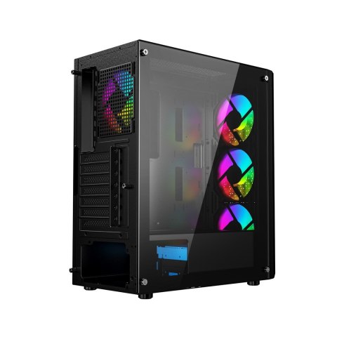 GEMBIRD GEMBIRD OBUDOWA FORNAX 400X MIDI-TOWER (2X USB 3.0, 1X USB 2.0, HD AUDIO, SZKLANY PANEL BOCZNY, PODŚWIETLENIE ARGB) CZARNA