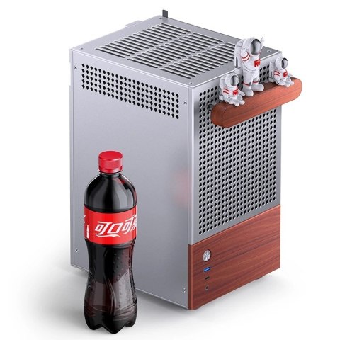 Jonsbo Obudowa PC Jonsbo T6 Mini-Tower, Mini-ITX, szkło hartowane, drewno - srebrna