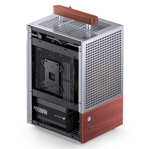 Jonsbo Obudowa PC Jonsbo T6 Mini-Tower, Mini-ITX, szkło hartowane, drewno - srebrna