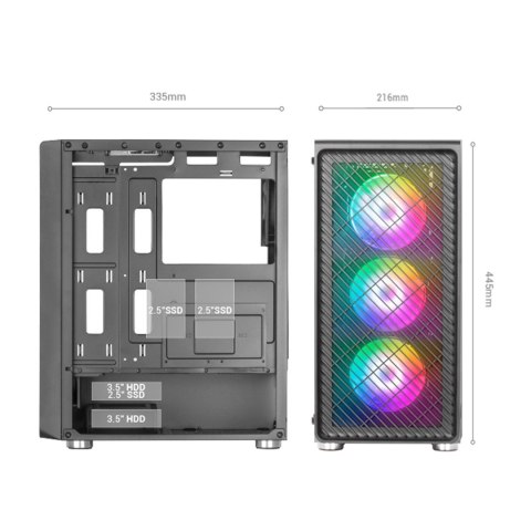TACENS TACENS MARS MC-F 4x120mm ARGB ATX- obudowa