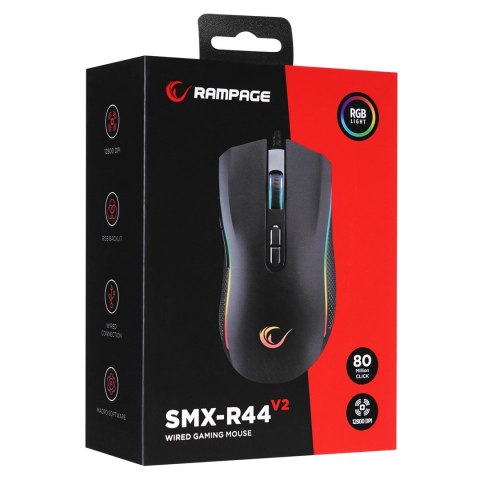 RAMPAGE RAMPAGE MYSZ SMX-R44 V2 MACRO BLACK 12800 DPI RGB LED