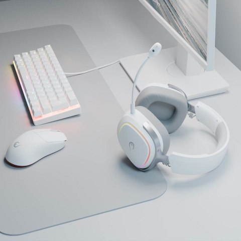 RAMPAGE RAMPAGE SŁUCHAWKI BEZPRZEWODOWE NAUSZNE RETSU BT 2.4G RGB WHITE