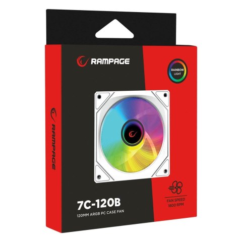 RAMPAGE RAMPAGE WENTYLATOR DO OBUDOWY 120MM 1800RPM INFINITE LOOP ARGB WHITE PWM