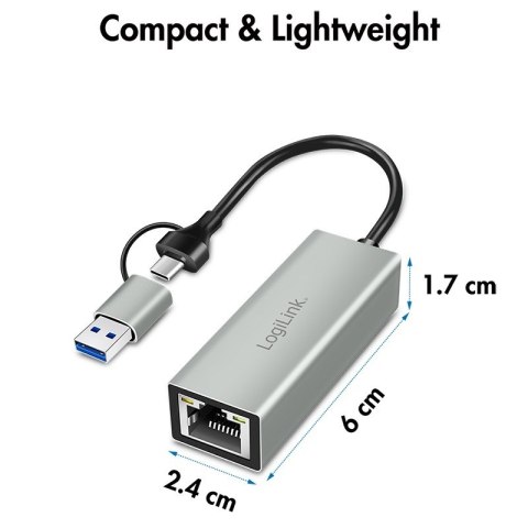 LogiLink Adapter USB-C do Gigabit Ethernet + USB