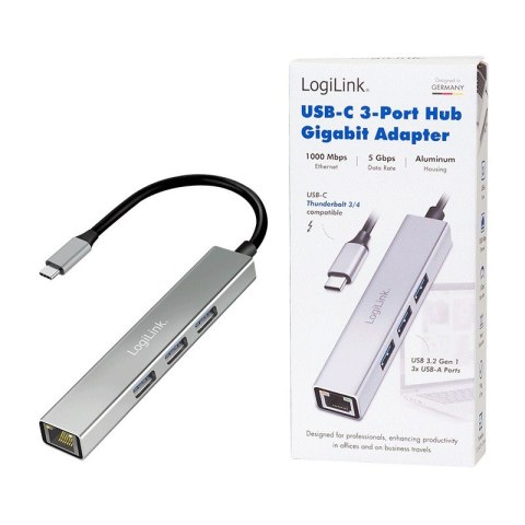 LogiLink HUB USB3.2 3xUSB-A, 1x RJ45 Gigabit Ethernet