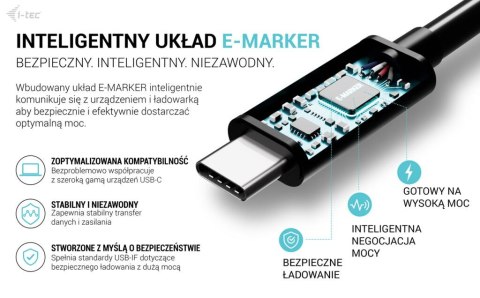 I-tec Kabel USB-C TB5 1.8m, czarny