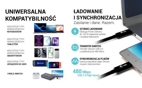 I-tec Kabel USB-C TB5 1.8m, czarny