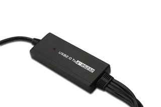 Digitus Kabel adapter USB-A 2.0 męski do 4x RS232 (DB9) męski | Chipset FTDI FT2232H | Czarny | Mocowanie na śruby | 1.5m