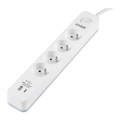 Ever Listwa antyprzepięciowa Ever Protect 4PL 1A1C USB 1,5m biała