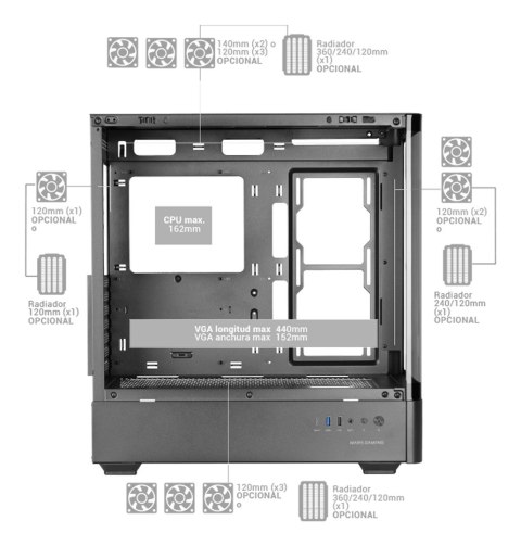 TACENS TACENS MARS MC-LCDPRO 7.2" IPS LCD ATX- obudowa