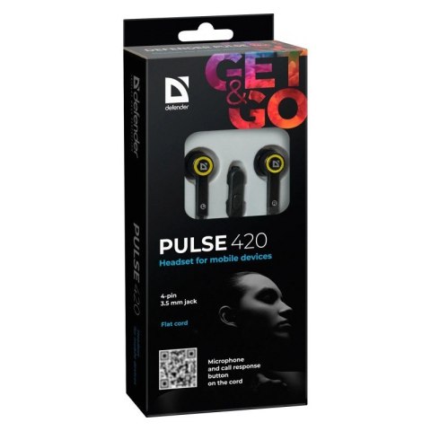 Defender Słuchawki douszne z mikrofonem PULSE 420 Czarno-żółte