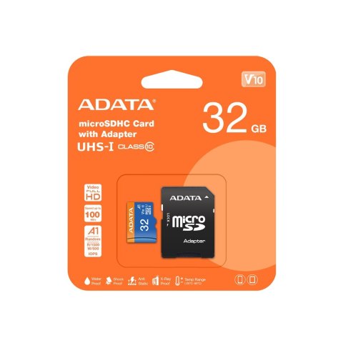 ADATA Karta pamięci z adapterem ADATA Premier AUSDH32GUICL10A1-RA1 (32GB; Class 10, V10; + adapter)