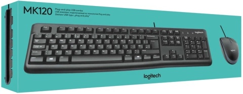 Zestaw klawiatura + mysz Logitech MK120 czarny USB przewodowy