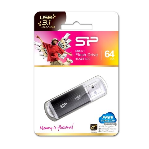 Silicon Power Pendrive Silicon Power Blaze B02 64GB USB 3.1 kolor czarny (SP064GBUF3B02V1K)