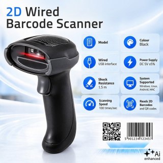 Qoltec Czytnik kodów kreskowych 1D 2D | QR | EAN | USB