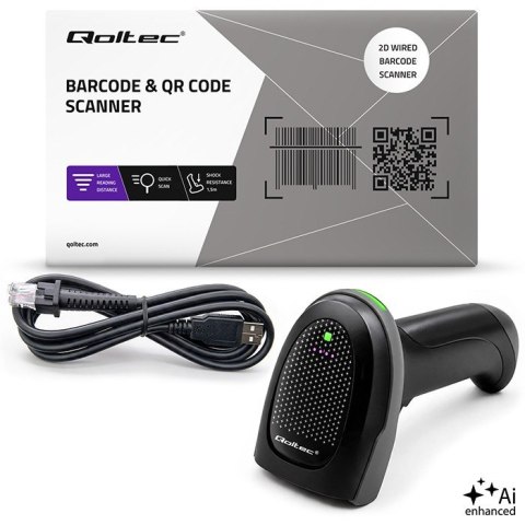 Qoltec Czytnik kodów kreskowych 1D 2D | QR | EAN | USB