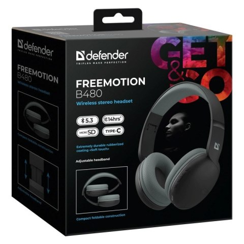 Defender DEFENDER SŁUCHAWKI NAUSZNE BLUETOOTH FREEMOTION B480 CZARNE 63480