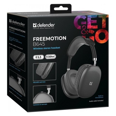 Defender Słuchawki bezprzewodowe nauszne FREEMOTION B645 czarne