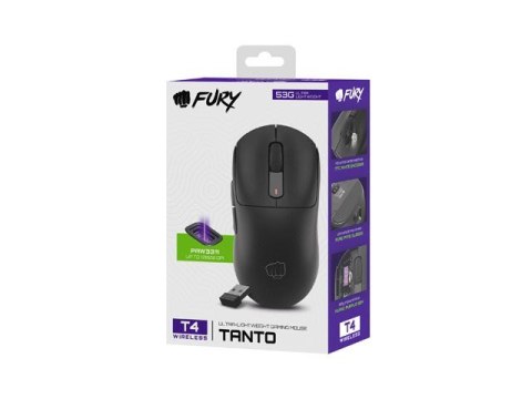 FURY MYSZ DLA GRACZY FURY TANTO T4 WIRELESS BEZPRZEWODOWA 12000DPI CZARNA GAMINGOWA