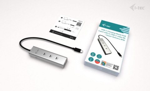 I-tec HUB USB-C Charging Metal 5 port with USB-C video 8K + Power Delivery 85W