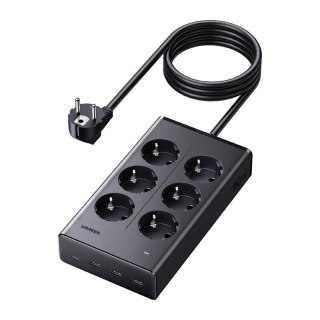 Ugreen Listwa zasilająca Ugreen S622, 6xAC + 3xUSB + USB-C, GaN, 1.5m - czarna