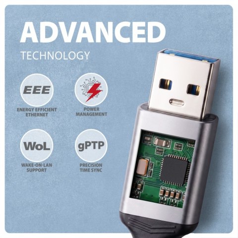 AXAGON ADE-AM30 USB-A Gigabit Ethernet adapter z zintegrowanym kablem sieciowym CAT6 RJ-45 3 m