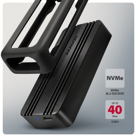 AXAGON EEM2-40G Obudowa zewnętrzna aluminiowa USB4 Gen 3x2 M.2 SSD NVMe 40Gbps chłodzenie pasywne, kabel USB-C, silikonowe etui
