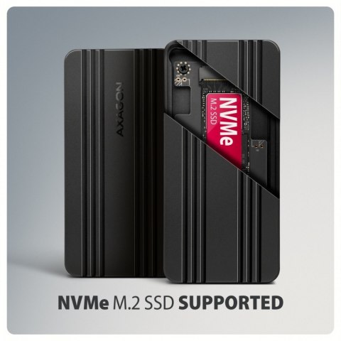 AXAGON EEM2-40G Obudowa zewnętrzna aluminiowa USB4 Gen 3x2 M.2 SSD NVMe 40Gbps chłodzenie pasywne, kabel USB-C, silikonowe etui
