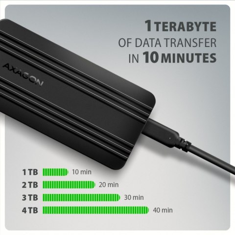 AXAGON EEM2-40G Obudowa zewnętrzna aluminiowa USB4 Gen 3x2 M.2 SSD NVMe 40Gbps chłodzenie pasywne, kabel USB-C, silikonowe etui