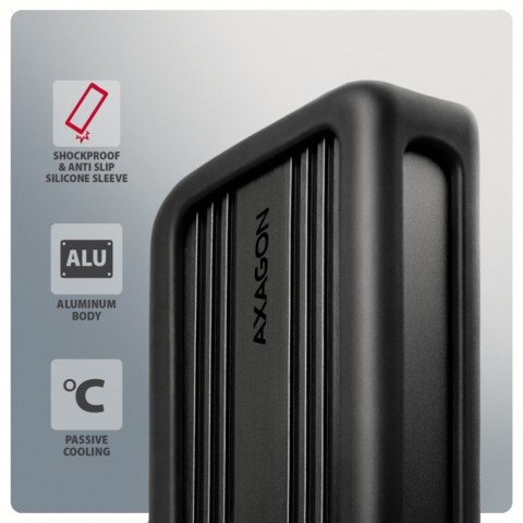 AXAGON EEM2-40G Obudowa zewnętrzna aluminiowa USB4 Gen 3x2 M.2 SSD NVMe 40Gbps chłodzenie pasywne, kabel USB-C, silikonowe etui