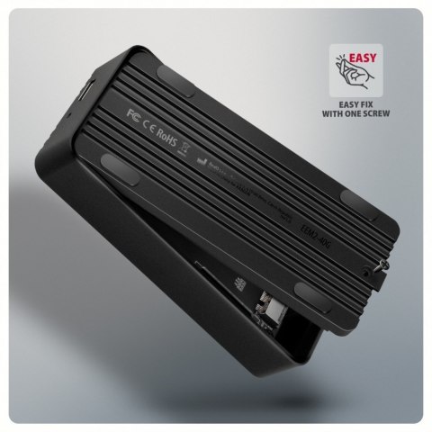 AXAGON EEM2-40G Obudowa zewnętrzna aluminiowa USB4 Gen 3x2 M.2 SSD NVMe 40Gbps chłodzenie pasywne, kabel USB-C, silikonowe etui