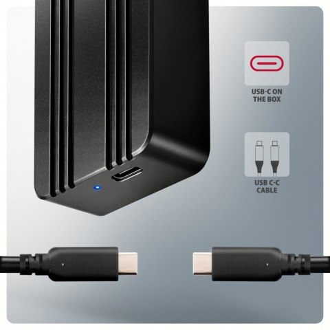 AXAGON EEM2-40G Obudowa zewnętrzna aluminiowa USB4 Gen 3x2 M.2 SSD NVMe 40Gbps chłodzenie pasywne, kabel USB-C, silikonowe etui