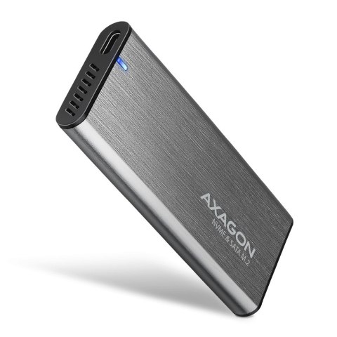 AXAGON EEM2-SG2 Obudowa zewnętrzna kompaktowa na dysk M.2 NVMe/SATA 2242-2280, USB-C 10Gbps, bez śrub, UASP/TRIM, aluminiowa, redukcja 