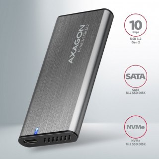 AXAGON EEM2-SG2 Obudowa zewnętrzna kompaktowa na dysk M.2 NVMe/SATA 2242-2280, USB-C 10Gbps, bez śrub, UASP/TRIM, aluminiowa, redukcja 