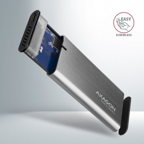 AXAGON EEM2-SG2 Obudowa zewnętrzna kompaktowa na dysk M.2 NVMe/SATA 2242-2280, USB-C 10Gbps, bez śrub, UASP/TRIM, aluminiowa, redukcja 