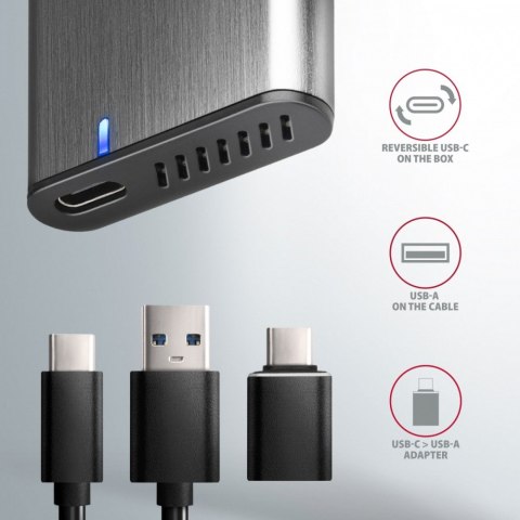 AXAGON EEM2-SG2 Obudowa zewnętrzna kompaktowa na dysk M.2 NVMe/SATA 2242-2280, USB-C 10Gbps, bez śrub, UASP/TRIM, aluminiowa, redukcja 