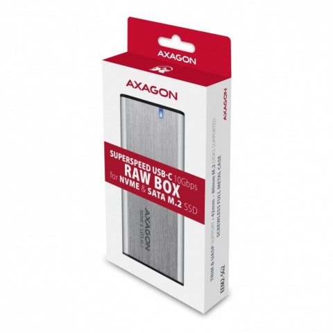 AXAGON EEM2-SG2 Obudowa zewnętrzna kompaktowa na dysk M.2 NVMe/SATA 2242-2280, USB-C 10Gbps, bez śrub, UASP/TRIM, aluminiowa, redukcja 