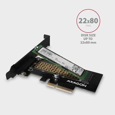 AXAGON PCEM2-N Adapter wewnętrzny PCIe x4, 1x M.2 NVMe M-key slot, SP & LP