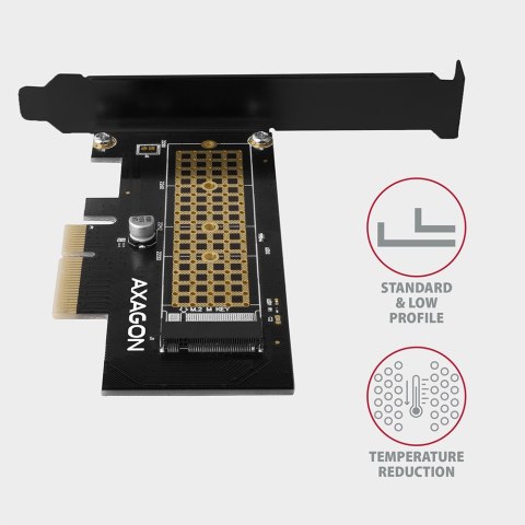 AXAGON PCEM2-N Adapter wewnętrzny PCIe x4, 1x M.2 NVMe M-key slot, SP & LP