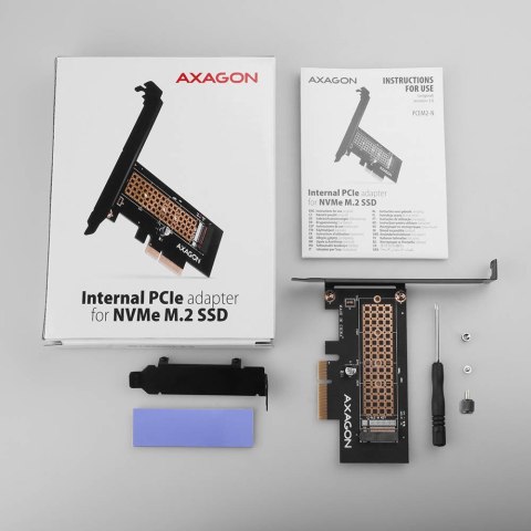 AXAGON PCEM2-N Adapter wewnętrzny PCIe x4, 1x M.2 NVMe M-key slot, SP & LP