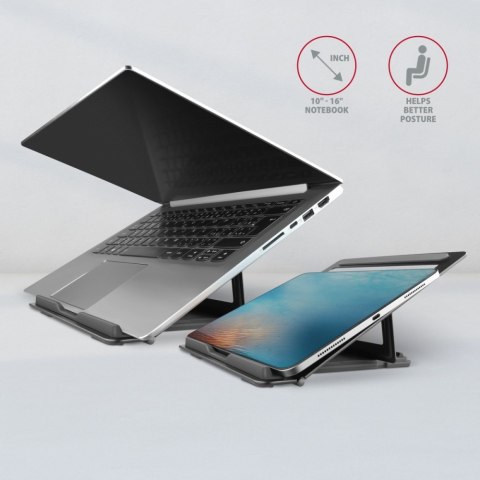 AXAGON STND-L Podstawka do laptopów aluminiowa 10-17,3", 4 regulowane kąty nachylenia