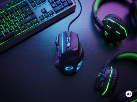 Esperanza Mysz przewodowa gaming Led 7D OPTYCZNA USB Esperanza WOLF EGM201B niebieska