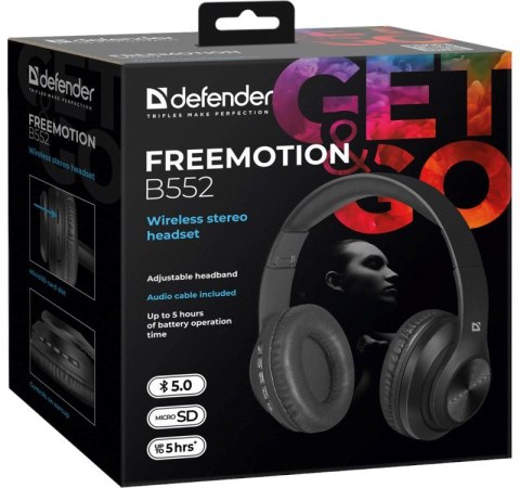Defender DEFENDER SŁUCHAWKI BEZPRZEWODOWE NAUSZNE FREEMOTION B552 CZARNE 63552