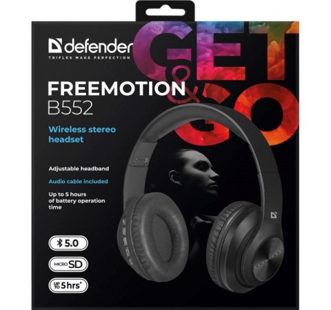 Defender DEFENDER SŁUCHAWKI BEZPRZEWODOWE NAUSZNE FREEMOTION B552 CZARNE 63552