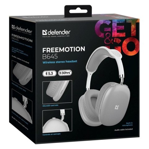 Defender DEFENDER SŁUCHAWKI BLUETOOTH FREEMOTION B645 SZARE 63646