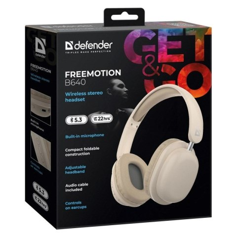 Defender DEFENDER SŁUCHAWKI NAUSZNE BLUETOOTH FREEMOTION B640 BEŻOWE 63642