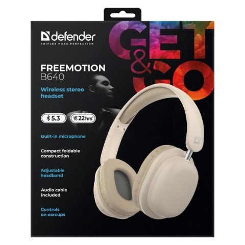 Defender DEFENDER SŁUCHAWKI NAUSZNE BLUETOOTH FREEMOTION B640 BEŻOWE 63642