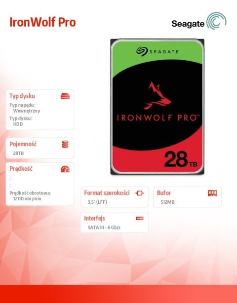 Seagate Dysk IronWolf Pro 28TB 3,5 ST28000NT000