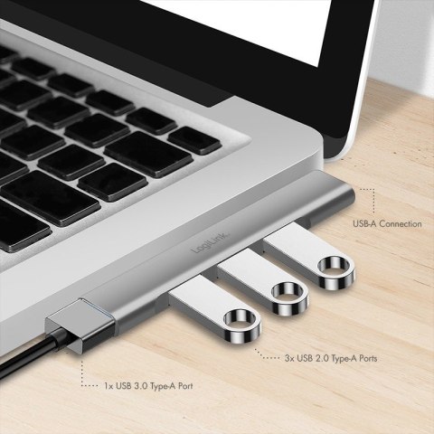 LogiLink HUB smukły USB-A do 1x USB-A 3.0 3xUSB-A 2.0